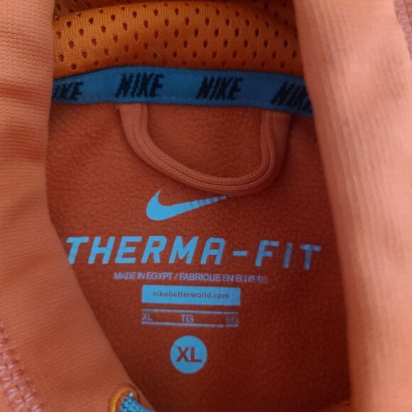 Nike Therma-Fit Hoodie Sweatshirt Orange Gray XL Men's - Picture 9 of 11